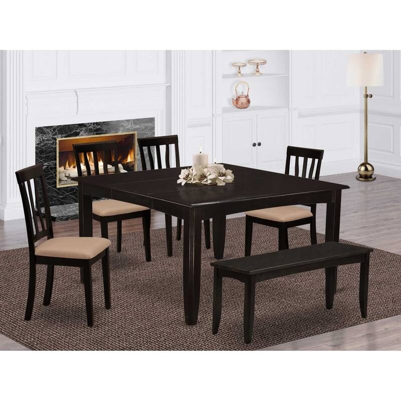 Dining Table Set Ladder Back Detail Square Top Large Family Dining Table