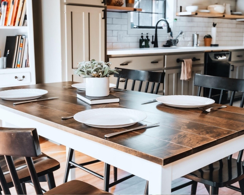 Dining Table Set Modern Farmhouse Natural Maple Appearance Minimalist