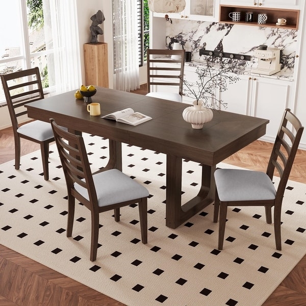 Dining Table Set Modern Farmhouse Oak Spindle Back Chairs Expandable