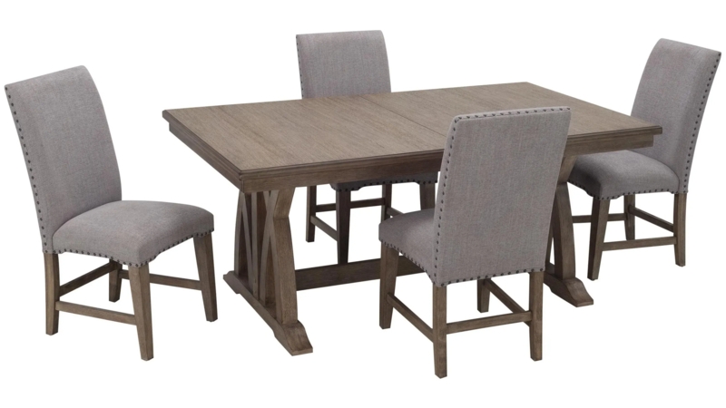 Dining Table Set Round Pedestal Ladder Back Chairs 5-Piece