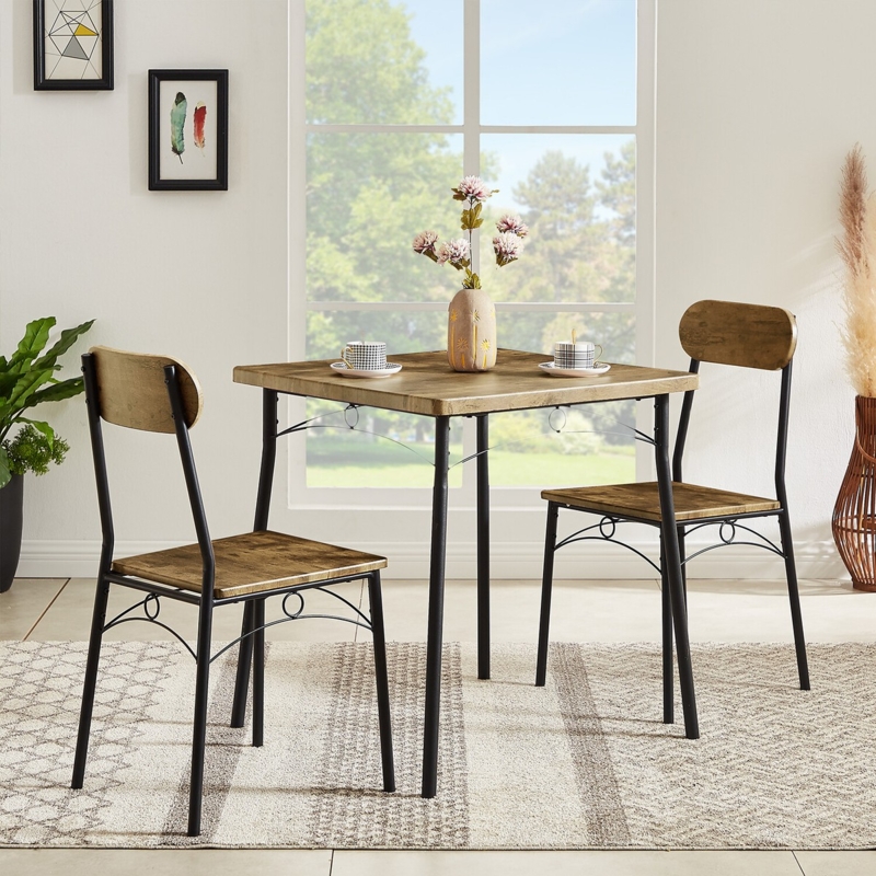Dining Table Set Slat Back Two-Tone White Wood Modern Farmhouse Nook