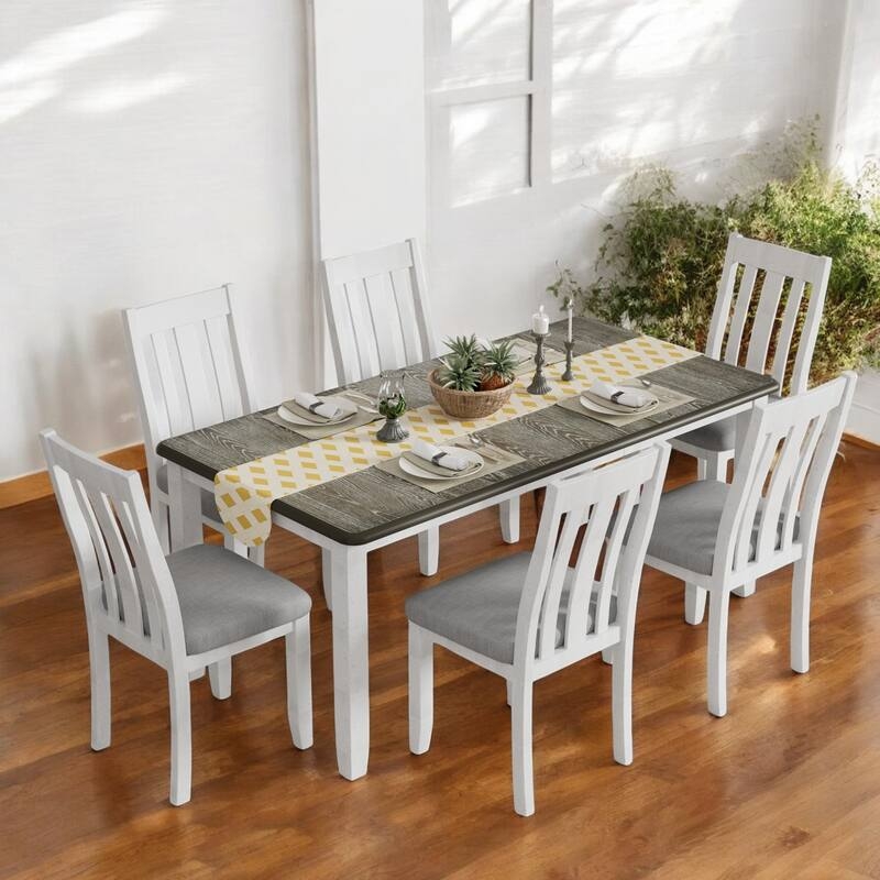 Dining Table Set Spindle Back Chairs Two-Tone Finish Cottage Style