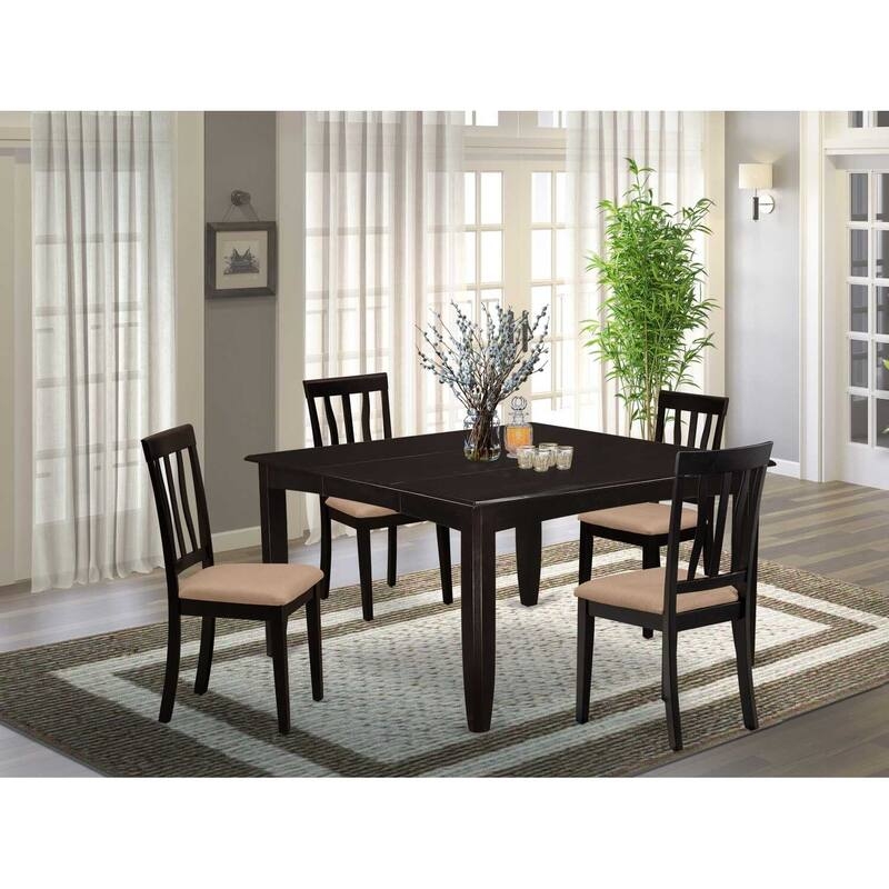 Dining Table Set White Stone Top Rectangular Cappuccino Finish Furniture