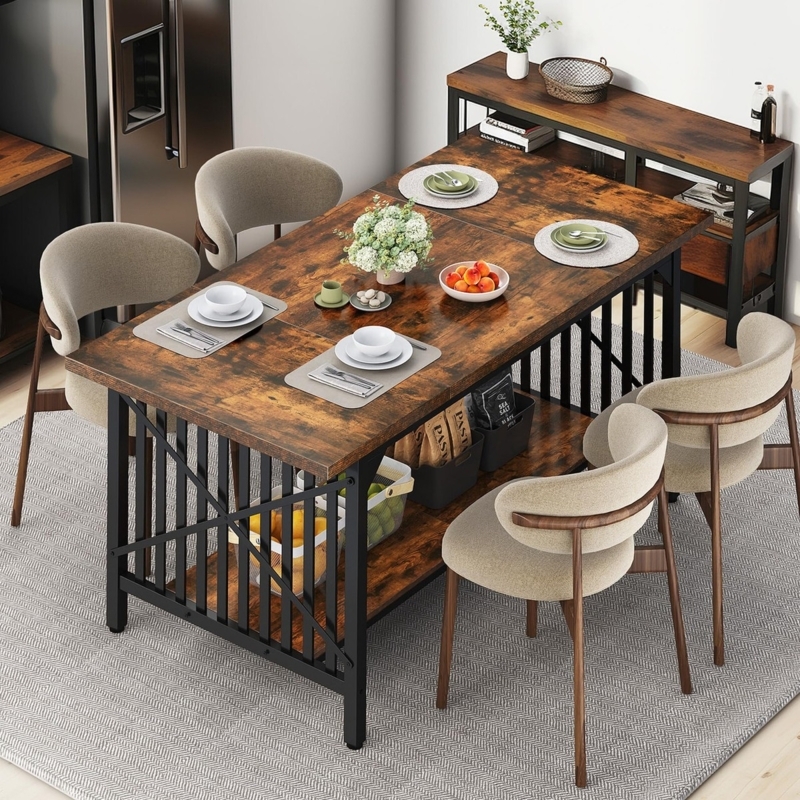 Dining Table Set Wishbone Chairs Industrial Farmhouse X Base