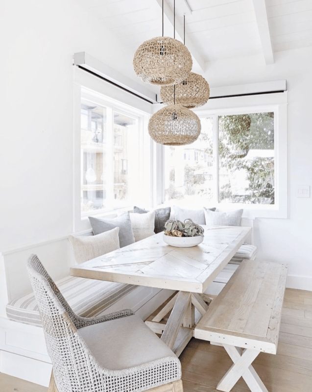 Dining Table Set X-Frame Trestle Light Wood Benches Farmhouse