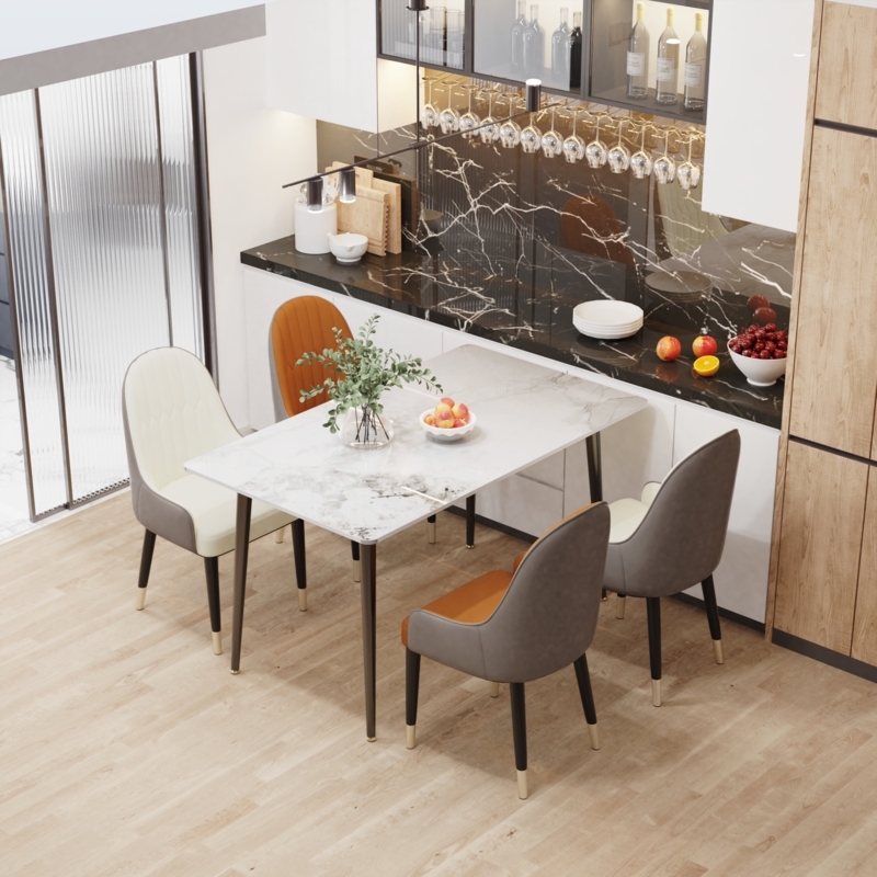 Dining Table Sintered Stone Rectangular Architectural Metal Base