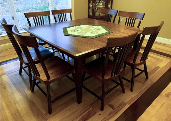 Dining Table Square Extension Five Legs Shaker Style Medium Wood