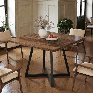 Dining Table Square Top X Frame Base Industrial Silhouette Small
