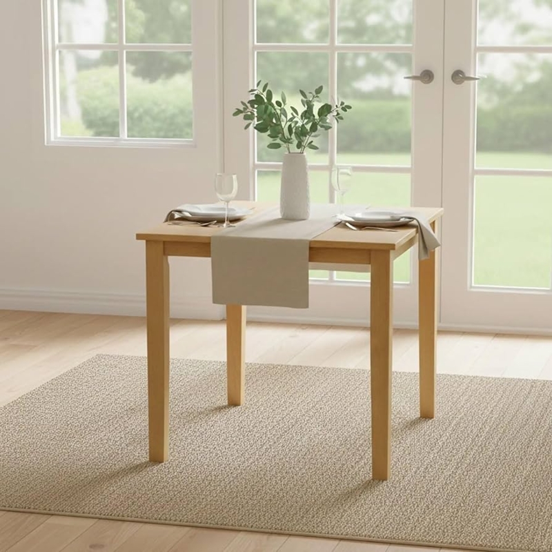 Dining Table Square Wood Natural Oak Tapered Legs