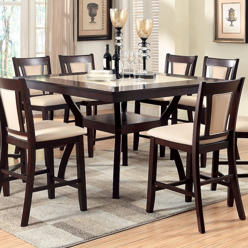 Dining Table Storage Shelf Rectangular Top Contemporary Counter Height