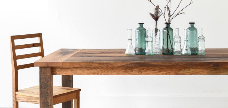 Dining Table, Tapered Legs, Natural Wood Grain, Mid-Century Style