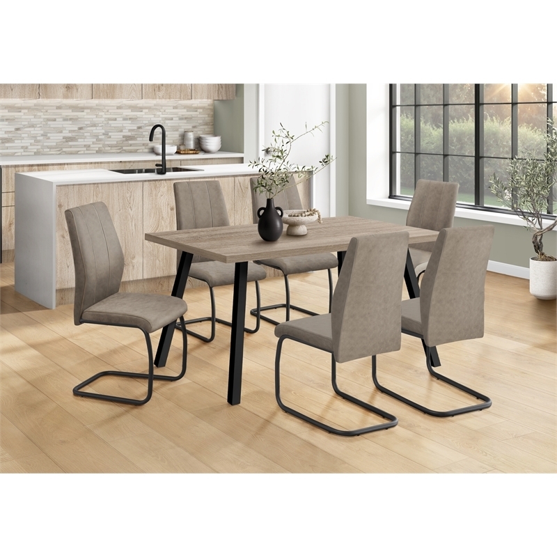 Dining Table Taupe Top U-Shaped Metal Legs Industrial Style