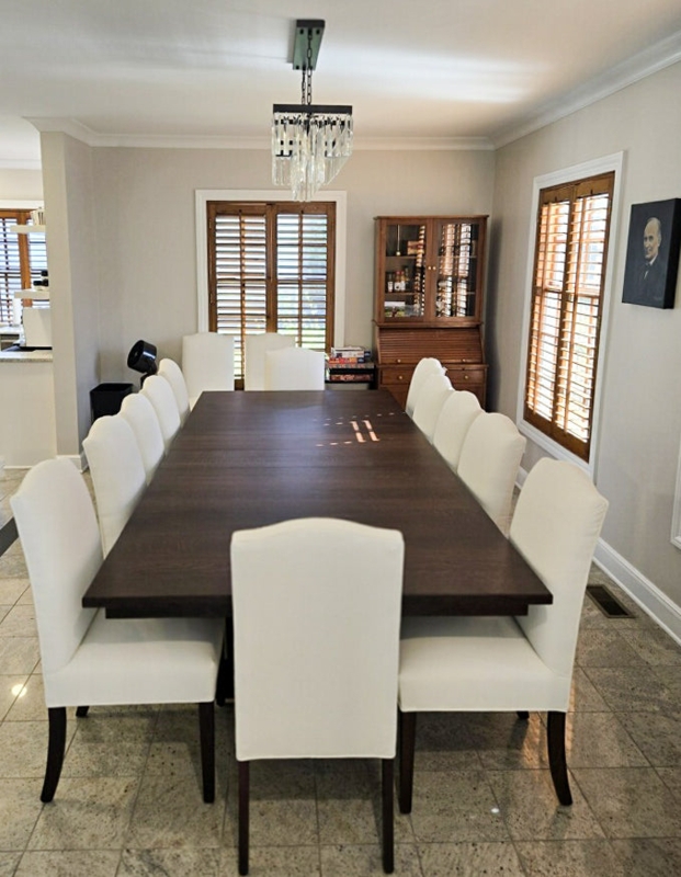 Dining Table Ten Seater Capacity Trestle Base Design Dark Espresso