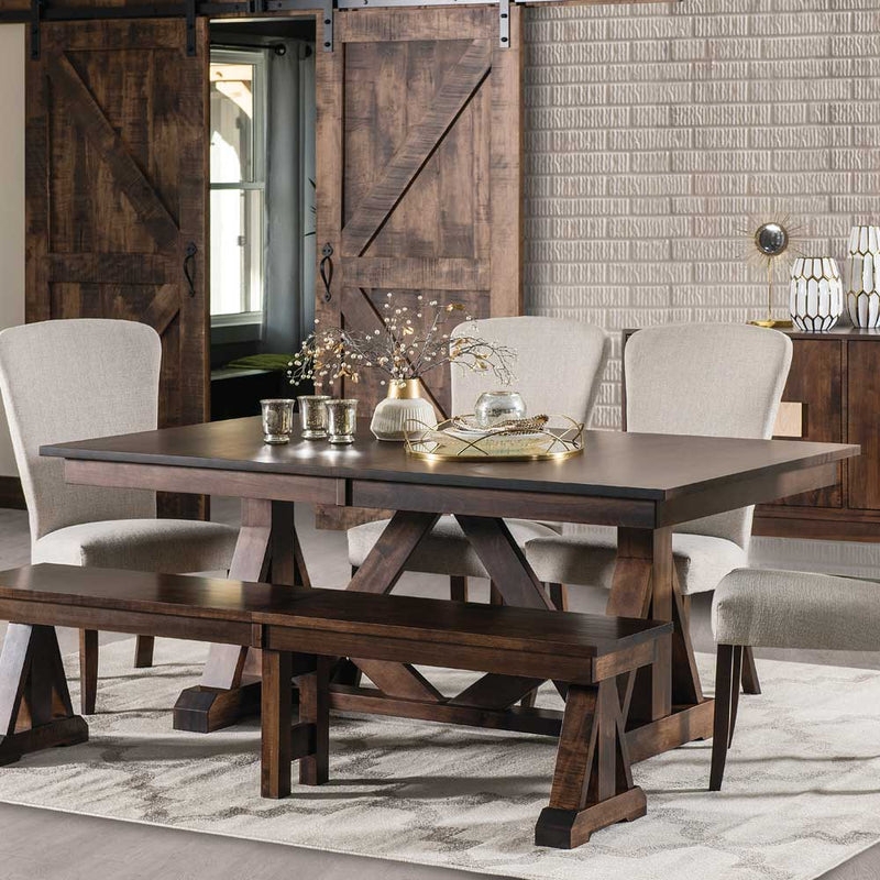 Dining Table Thick Tabletop Spindle Back Chairs Matte Black Finish