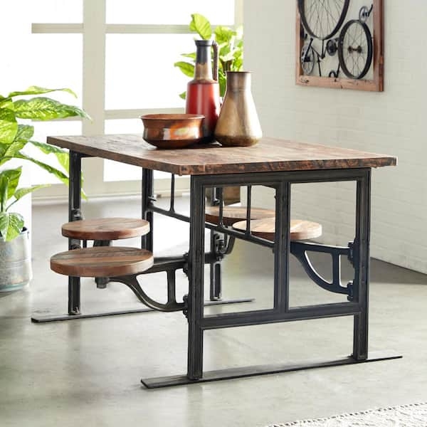 Dining Table Thick Wood Slab Top Industrial Rustic Metal Base