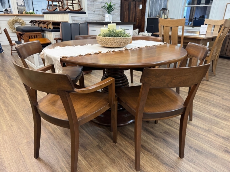 Dining Table Tiered Pedestal Base Natural Wood Sculptural Base Wooden