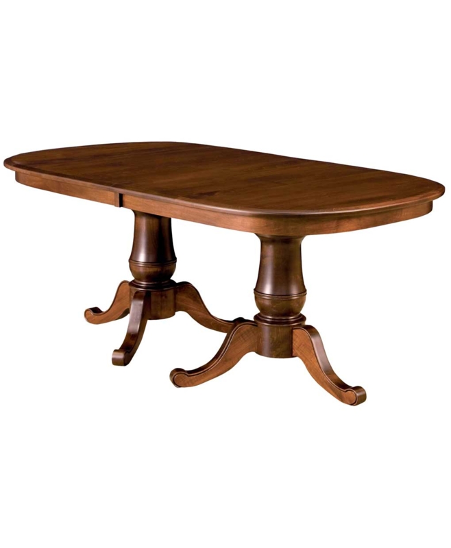 Dining Table Traditional Dark Espresso Double Pedestal Curved Feet