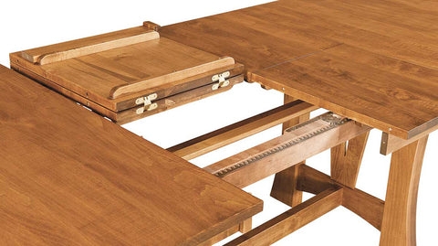Dining Table Trestle Base Butterfly Leaf Self-Storing Wood Toned