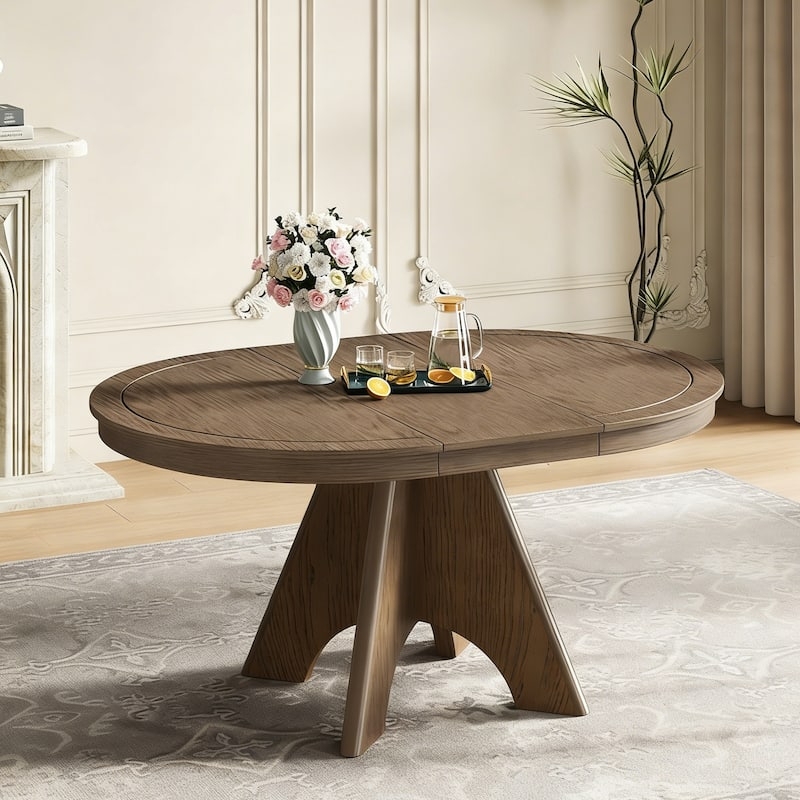 Dining Table Turned Pillars Distressed Espresso Extendable Leaf
