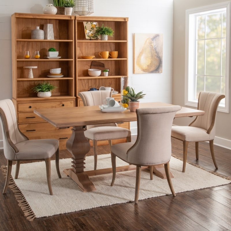 Dining Table Turned Spindle Legs, Warm Brown, Traditional Style