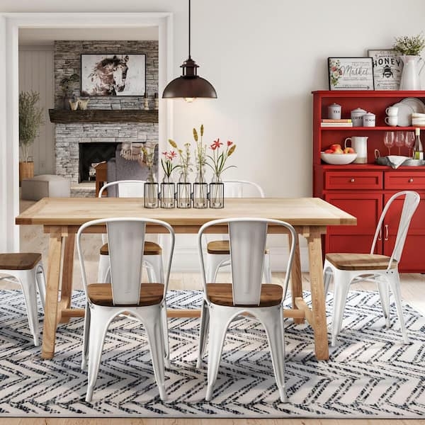 Dining Table Unfinished Wood, Rectangular Trestle Base, Farmhouse Style
