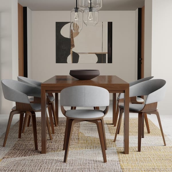Dining Table Walnut Finish Tapered Legs Transitional Style