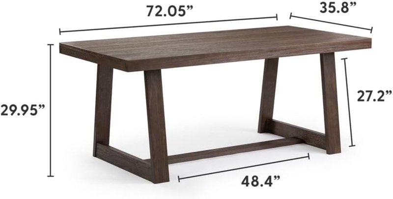 Dining Table Walnut Wirebrush Finish Minimalist Tapered Legs