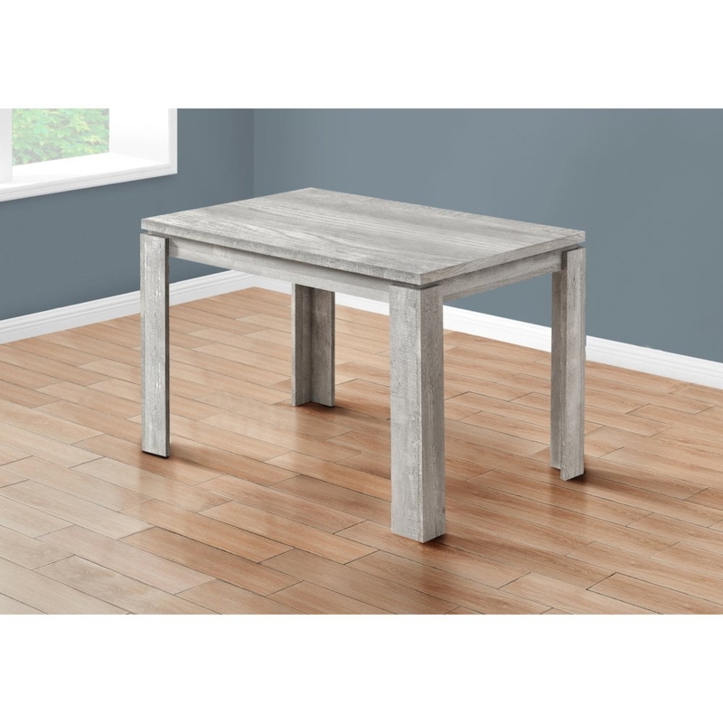 Dining Table Weathered Grey Chunky Block Legs Rectangular Minimalist