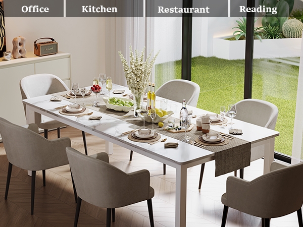 Dining Table White Rectangular Top Trestle Base Patio
