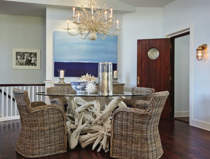 Dining Table Whitewashed Double Pedestal Base Hamptons Style