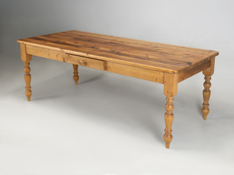 Dining Table with Breadboard Ends, Reclaimed Plank Top, Rustic Farmhouse