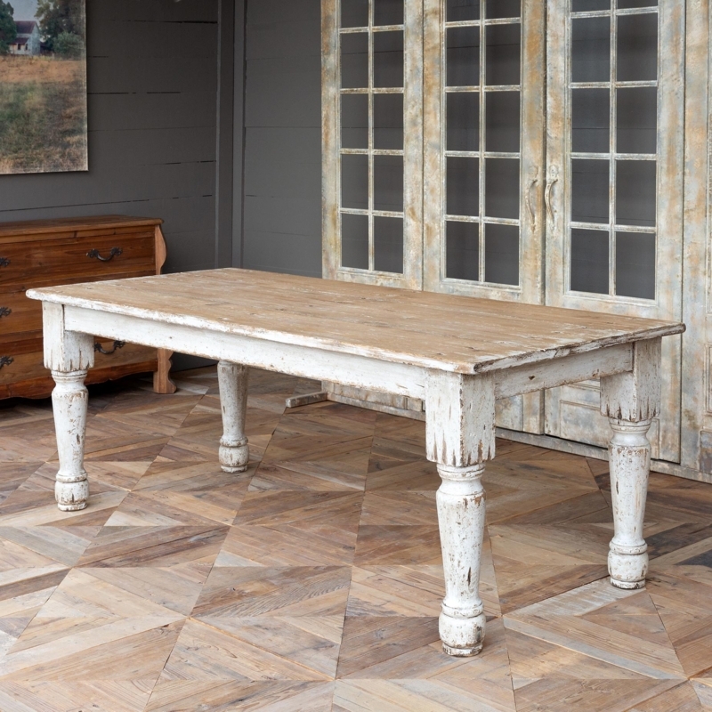 Dining Table with Metal Clad Top and Trestle Base