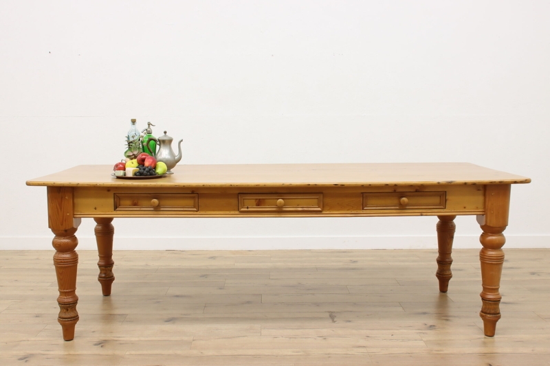 Dining Table With Storage Drawer, Square Legs, Harvest Style