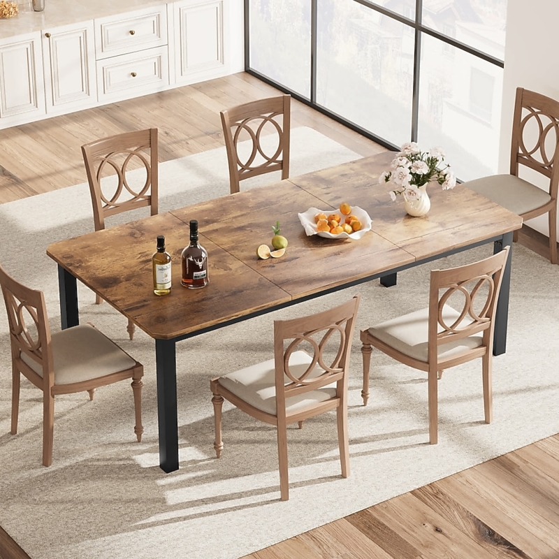 Dining Table X Brace Supports Extra Long Surface Rustic Brown Industrial
