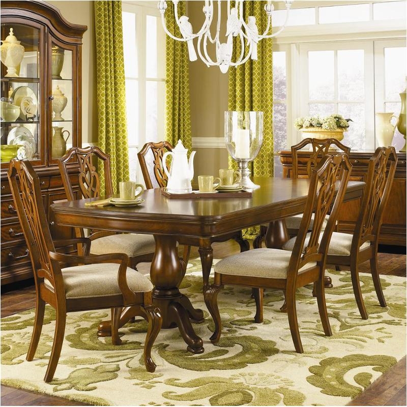 Double Pedestal Dining Table Dark Wood Formal Traditional Style