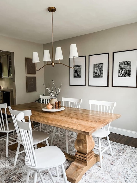 Double Pedestal Farmhouse Dining Table with Trestle Base