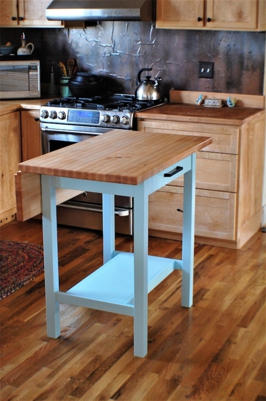 Drop Leaf Kitchen Island Storage with Two-Tone Design and Open Shelves