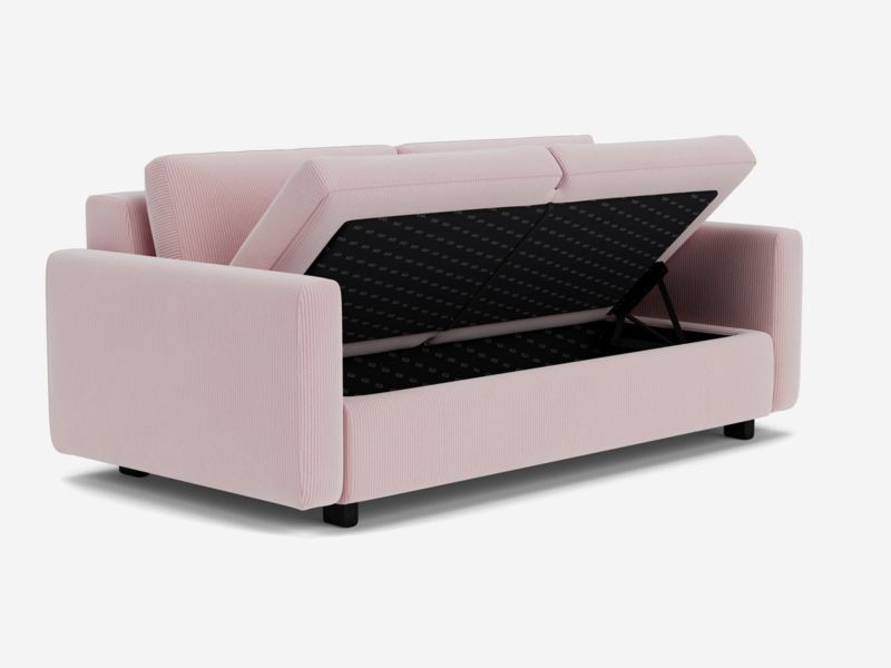 Dusty Pink Upholstered Storage Loveseat with Tapered Wooden Legs