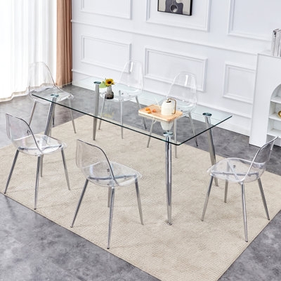 Espresso Dining Set with Round Glass Table and Cream Slat-Back Chairs