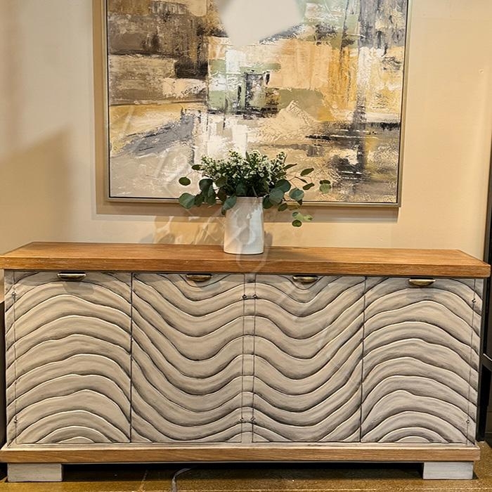 Espresso Finish Dining Buffet with Carved Wave Design