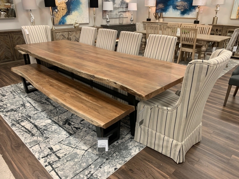 Extra Long Live Edge Dining Table with Metal X-Frame Legs