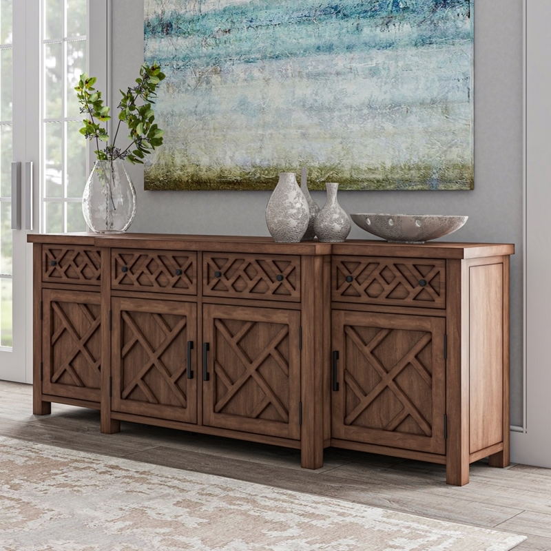 Extra Long Solid Wood Sideboard with Vibrant Grain Pattern