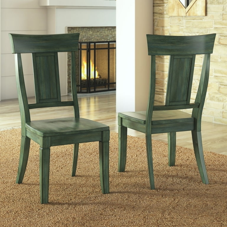 Farmhouse Dining Chairs Antique Wood Panel Back Contoured Seat