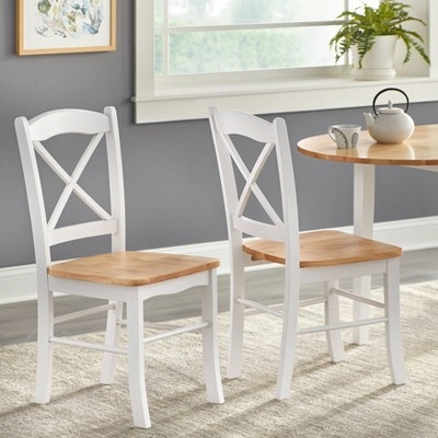 Farmhouse Dining Chairs Cross-Back Design Two-Tone Wood Finish