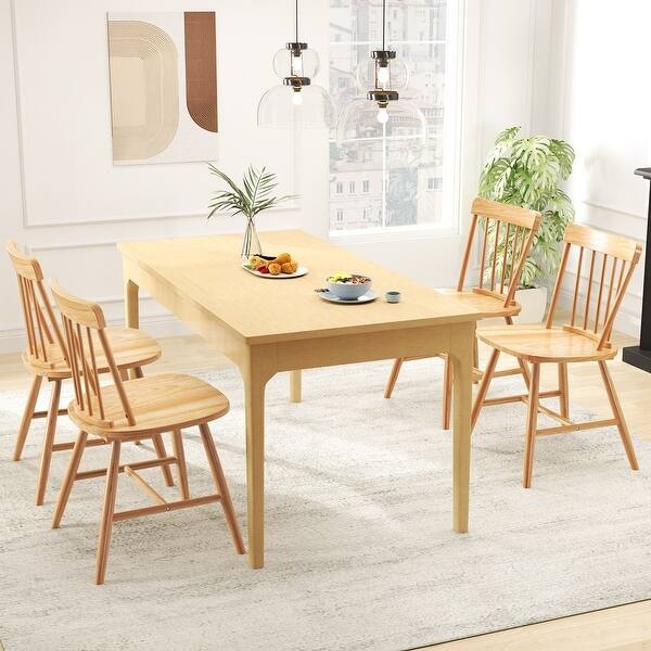 Farmhouse Dining Chairs Dark Wood Slat Back Cream Upholstered Seat Rustic