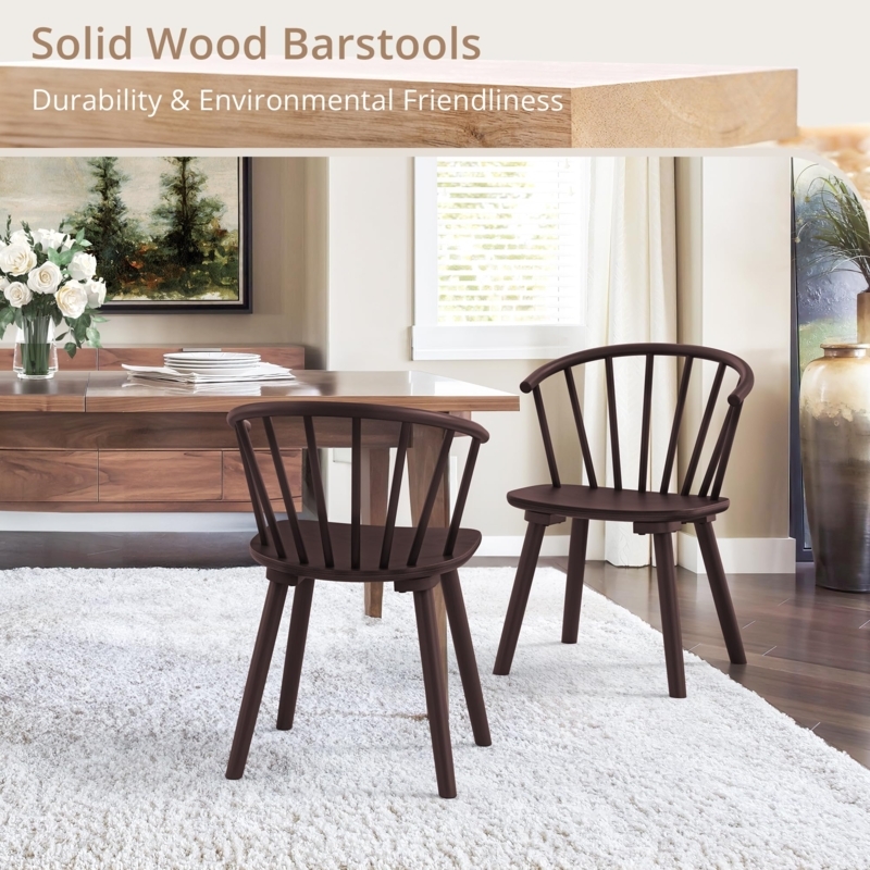 Farmhouse Dining Chairs with Curved Top Rail Spindle Design