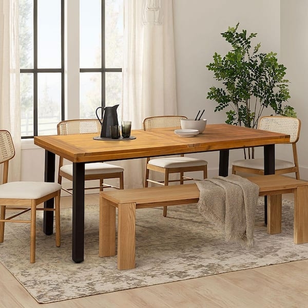 Farmhouse Dining Table, Chunky Square Legs, Plank-Style Top