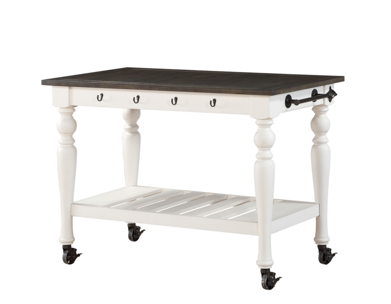 Farmhouse Kitchen Cart with X-Brace Sides and Two-Tone Finish