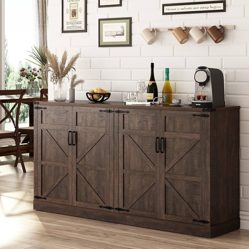 Farmhouse Sideboard with Mesh Doors & Mixed Storage