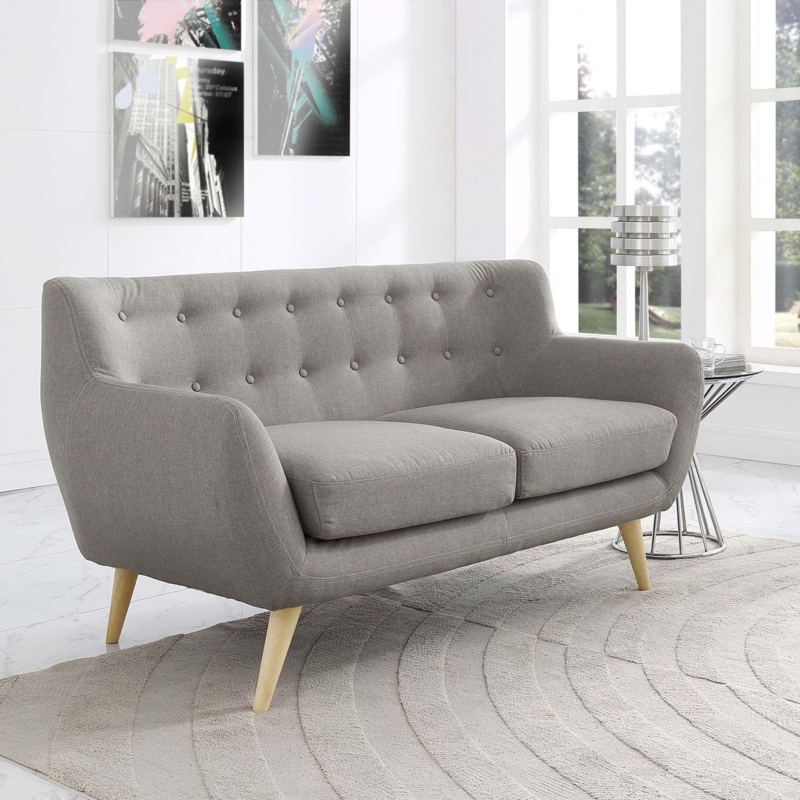 Flared Arm Loveseat with Button Tufting and Splayed Legs